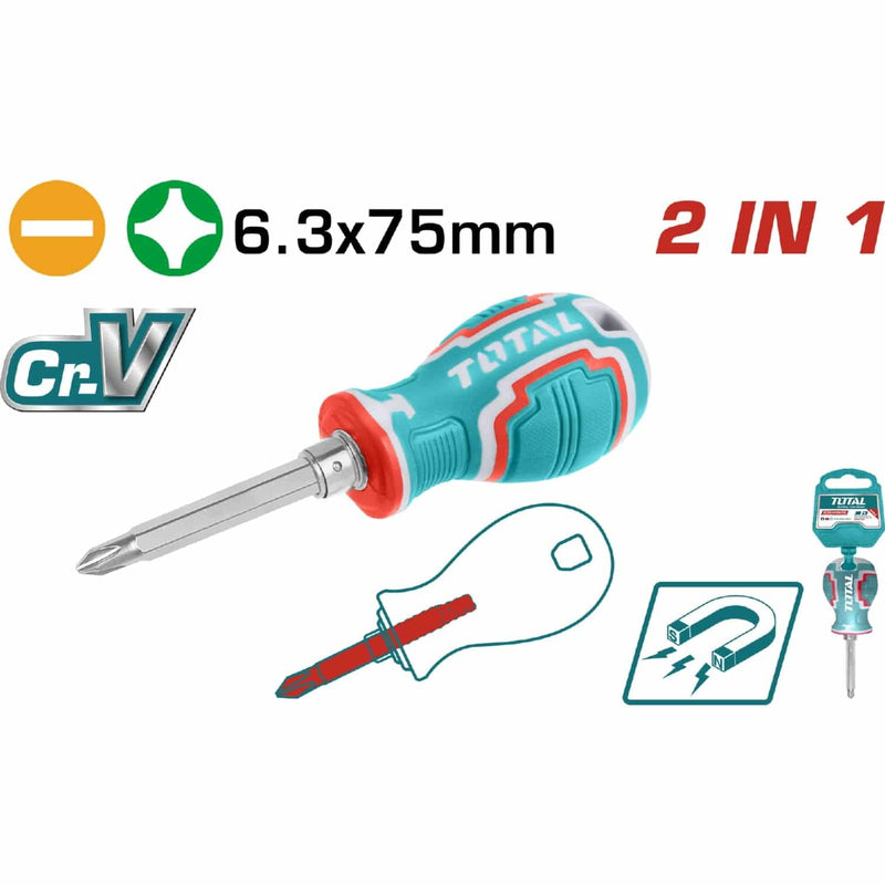 DESTORNILLADOR DOBLE PUNTA (PALA Y ESTRIA) CROMO VANADIUM TOTAL