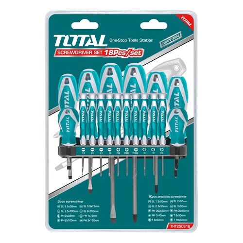 JUEGO DE DESTORNILLADORES MANGO ENCAUCHETADO X 18PZS (TOTAL)