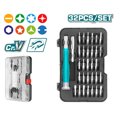 JUEGO DE PUNTAS DE PRECISION CON DESTORNILLADOR X 32PZS (TOTAL)