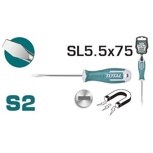 DESTORNILLADOR PALA (5X75MM) PUNTA INMANTADA / INDUSTRIAL (TOTAL)