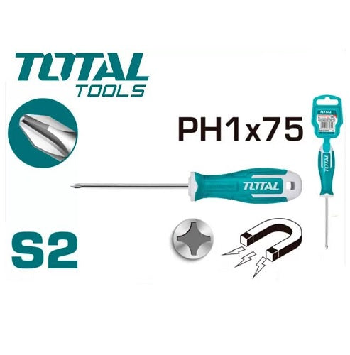 DESTORNILLADOR ESTRIA (1X75MM) PUNTA INMANTADA / INDUSTRIAL  (TOTAL)