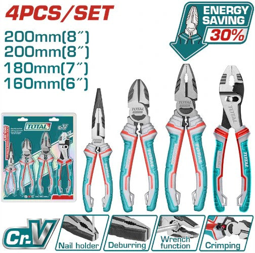 JUEGO ALICATE CORTAFRIOS Y PINZA 4 PZ INDUSTRIAL 8"- 7"- 6"