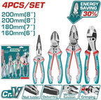JUEGO ALICATE CORTAFRIOS Y PINZA 4 PZ INDUSTRIAL 8"- 7"- 6"