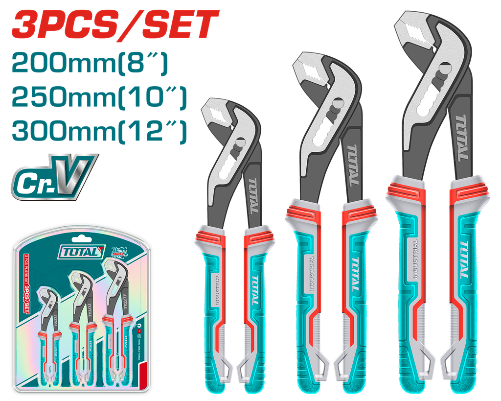 JUEGO DE ALICATE EXPANSIVO X 3 PIEZAS (8",10",12") INDUSTRIAL SUPER TOTAL (THT2PK231)