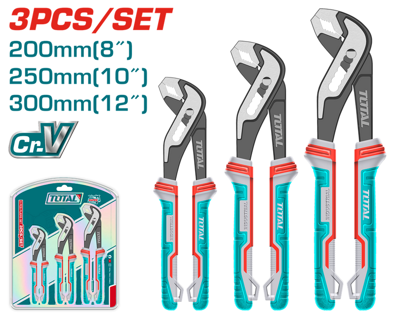 JUEGO DE ALICATE EXPANSIVO X 3 PIEZAS (8",10",12") INDUSTRIAL SUPER TOTAL (THT2PK231)
