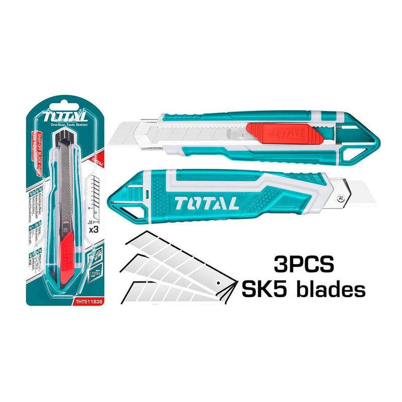 BISTURI 18X100MM CAUCHO CON 3 REPUESTOS TOTAL