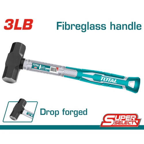 MAZO (3LB) DE ACERO FORJADO #45 / MANGO DE FIBRA DE VIDRIO (TOTAL)