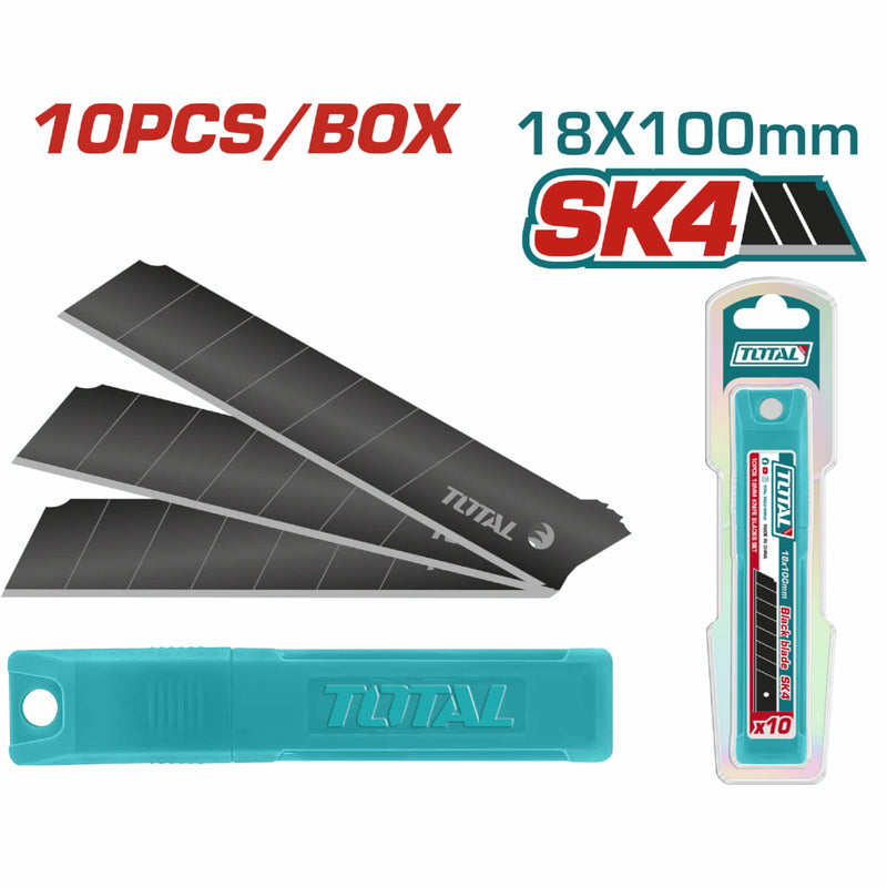 REPUESTO BISTURI NEGRO 18 X 100 MM JUEGO X 10 UNIDADES INDUSTRUAL SUPER TOTAL (THTCB181)