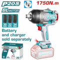 PISTOLA IMPACTO INALAMBRICA 3/4 20V 1750NM INCLUYE COPAS 30,32,34 MM BATERIA Y CARGADOR SE VENDEN POR SEPARADO INDUSTRIAL SUPER TOTAL (TIWLI201751)