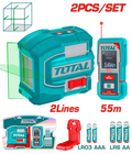 KIT DE NIVEL LASER 0-35M  LUZ VERDE 2 LINEAS(TLL156601) + MEDIDOR DE DISTANCIAS LASER 55MTS (TMT550166) INDUSTRIAL TOTAL (TLL260403)