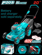 CORTADORA DE CESPED 20" 40V, BATERIA Y CARGADOR NO INCLUIDOS INDUSTRIAL SUPER TOTAL (TLMLI4020)