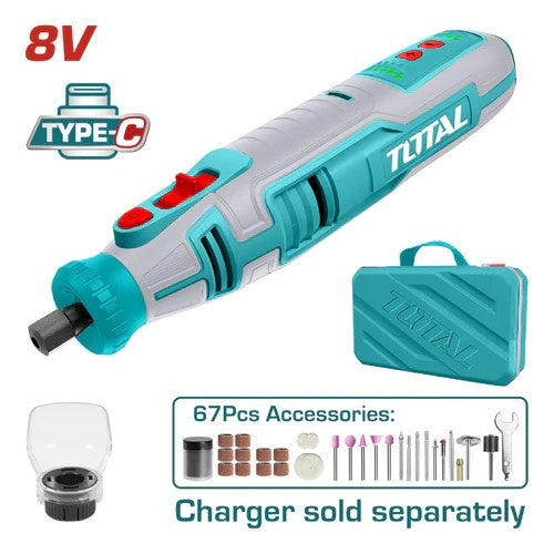 MOTO TOOL INALAMBRICO 8V INCLUYE 67 ACCESORIOS TOTAL (TMGLI0801)