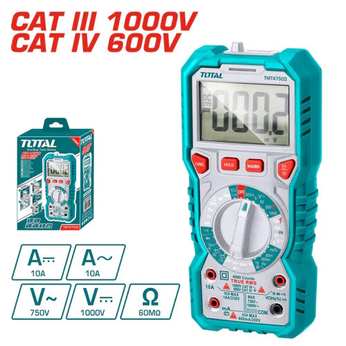 MULTIMETRO DIGITAL 6000 DIGITOS CAT III 1000V / CAT IV 600V (TOTAL)