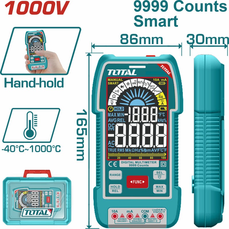 TESTER DIGITAL 1000V 9999 CONTEOS RMS INDUSTRIAL TOTAL