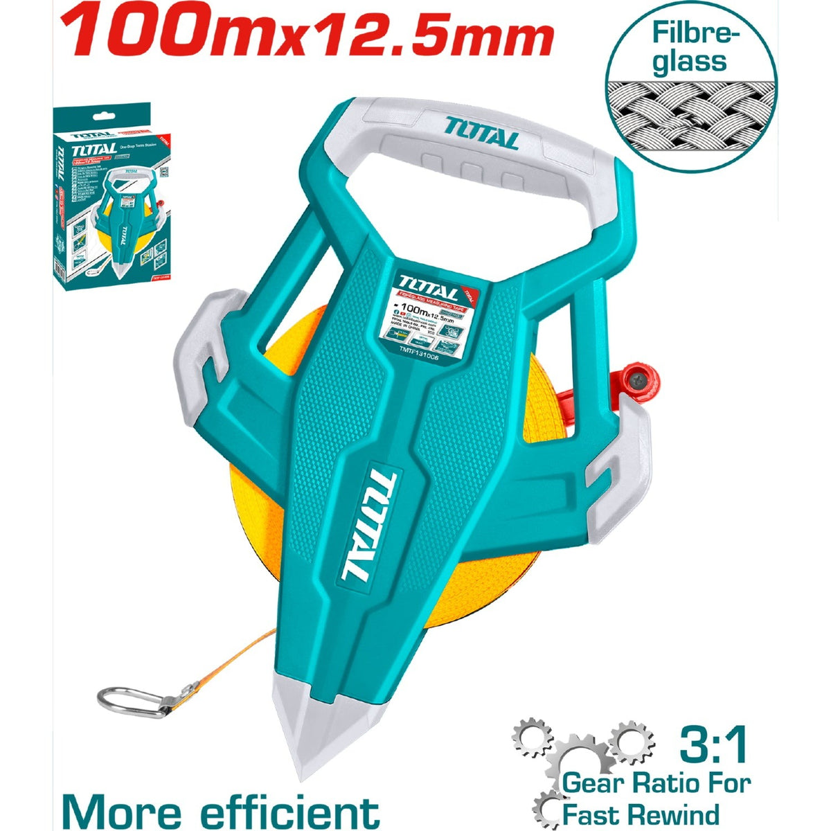 DECAMETRO 100MTS INDUSTRIAL FIBRA DE VIDRIO MANGO ERGONOMICO TOTAL