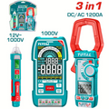 KIT MEDIDOR DE CORRIENTE DIGITAL INCLUYE PROBADOR - TESTER - PINZA SUPER  TOTAL (TOS24069)