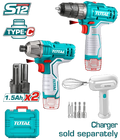 COMBO 12V ATORNILLADOR IMPACTO + TALADRO 3/8" + 2 BATERIAS 1.5AH + BATIDORA (NO INCLUYE CARGADOR)
