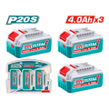 KIT DE 3 BATERIAS 20V 4.0AH INDUSTRIAL ION LITHIUM  INDUSTRIAL SUPER TOTAL (TOSLI251296)