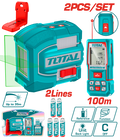 KIT NIVEL LASER 0-35M  LUZ VERDE  2  LINEAS + MEDIDOR DE DISTANCIA 100M INDUSTRIAL SUPER TOTAL (TOSLL0502)