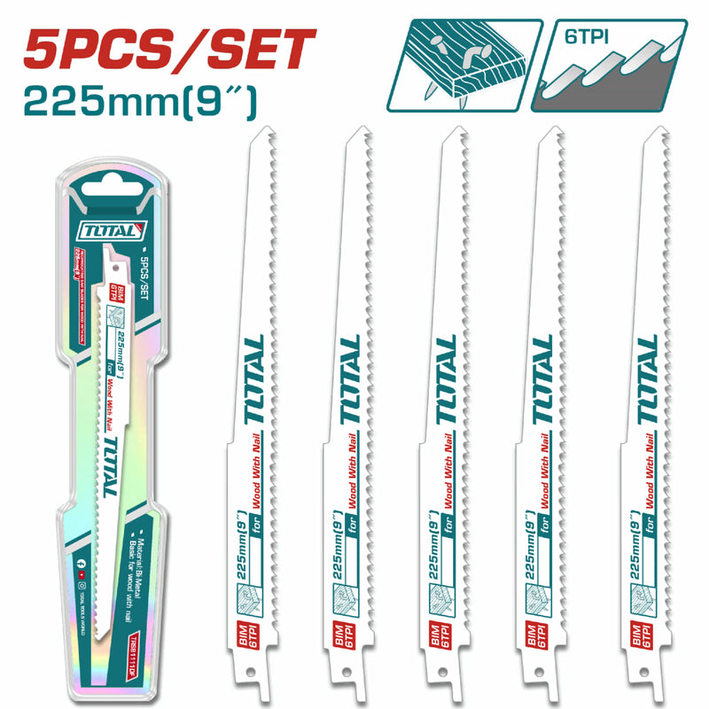 SET DE SEGUETA SIERRA SABLE 9" X 5PCS PARA MADERA TOTAL (TRSB1111DF)