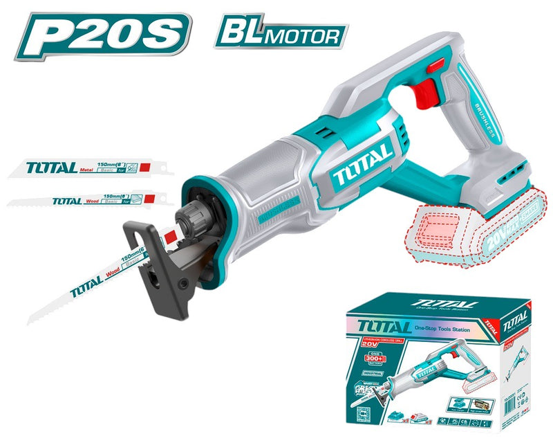 SIERRA SABLE INALAMBRICA 20V (CAPACIDAD DE CORTE METAL:12MM-MADERA 210MM) INCLUYE DOS SEGUETAS, BATERIA Y CARGADOR SE VENDEN POR SEPARADO INDUSTRIAL SUPER TOTAL (TRSLI2108)