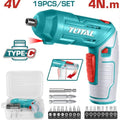 ATORNILLADOR 4V ESTUCHE PLASTICO + 16 PUNTAS TALADRO DE 25MM, 2 DE 50MM SUPER TOTAL (TSDLI0442)