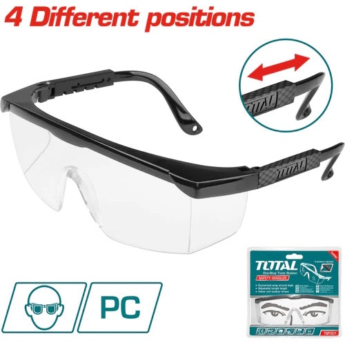 LENTES DE SEGURIDAD TRANSPARENTES CON MARCO AJUSTABLE NEGRO (TOTAL)