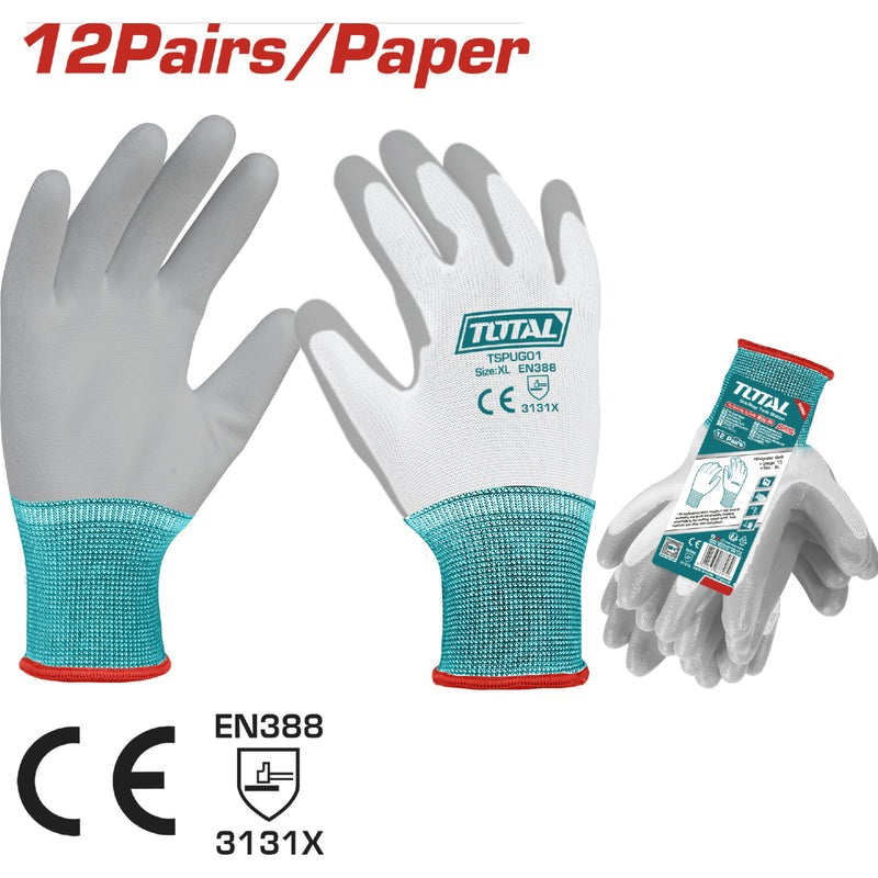 GUANTE POLYESTER XL CON RECUBRIMIENTO DE PU SUPER TOTAL