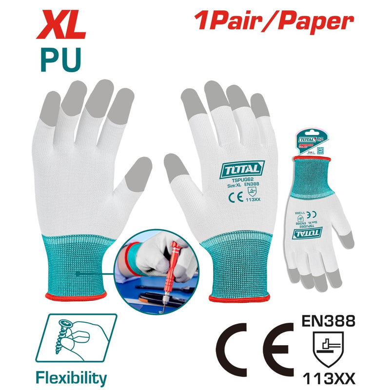 GUANTE POLYESTER XL CON RECUBRIMIENTO DE PU SUPER TOTAL (TSPUG62)