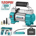 COMPRESOR MINI  20V 120 PSI 8.27BAR INCLUYE 4 ADAPATADORES  PARA CARRO  BATERIA Y CARGADOR SE VENDEN POR SEPARADO INDUSTRIAL SUPER TOTAL (TTAC2506)