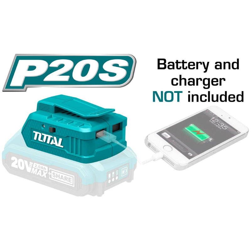 CARGADOR USB 20V PARA CELULARES Y OTROS EQUIPOS BATERIA Y CARGADOR NO INCLUIDO TOTAL