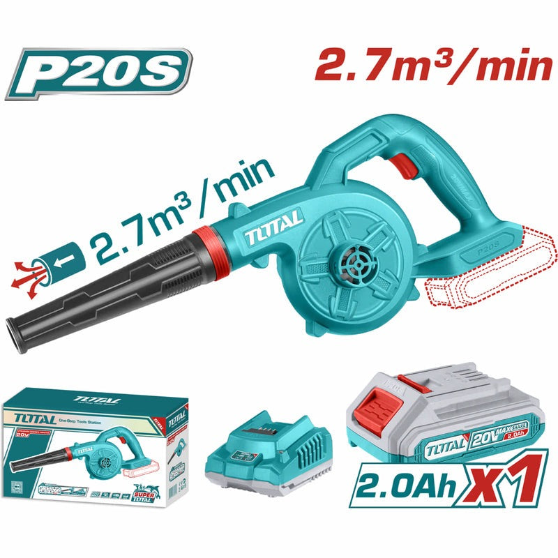 SOPLADOR BLOWER 20V 1800 RPM 2.7M³/MIN INCLUYE BATERÍA Y CARGADOR. SOPLADOR DE HOJAS INALAMBRICO