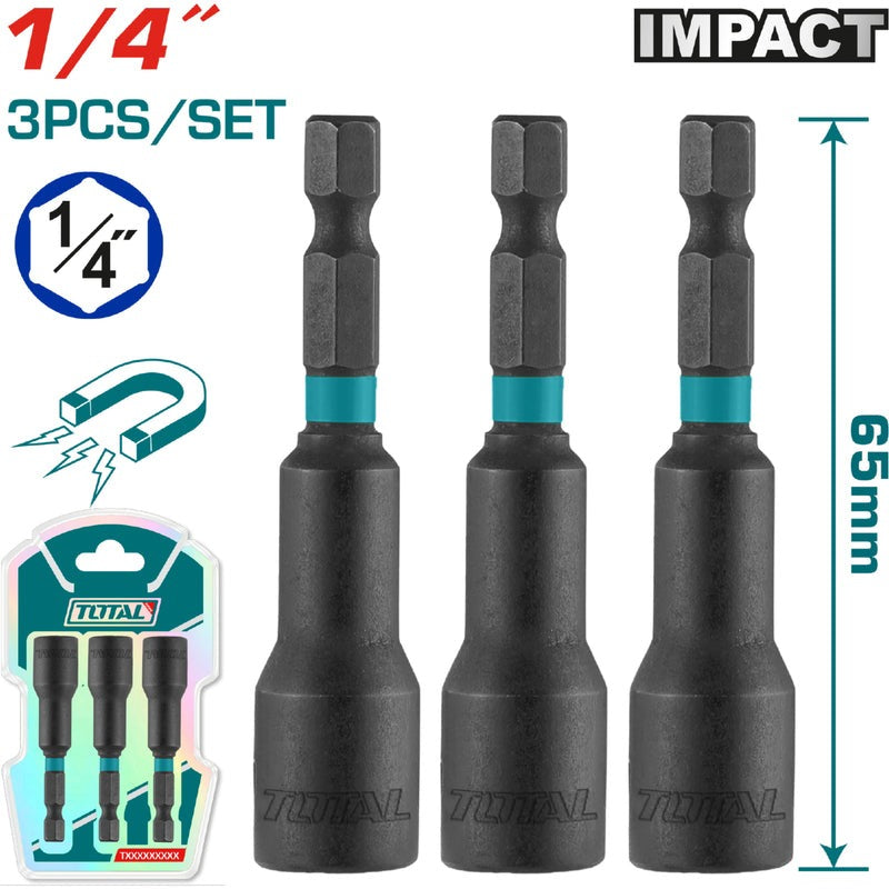 COPA TORNILLO  1/4" IMANTADA JUEGO X 3 PZS  INDUSTRIAL SUPER TOTAL