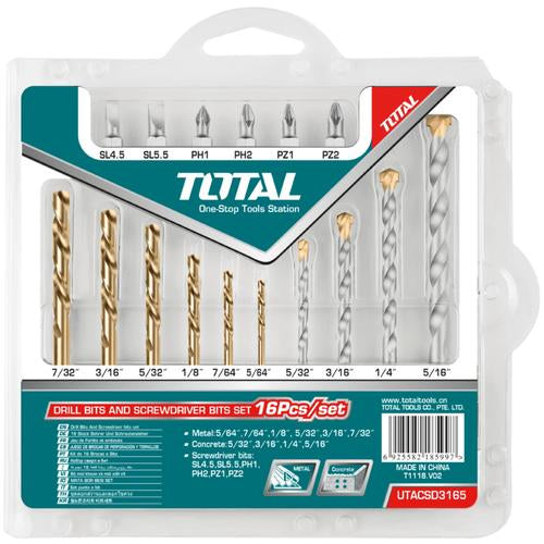 JUEGO DE BROCAS PARA CONCRETO/METAL/PUNTAS X 16PZS (TOTAL)