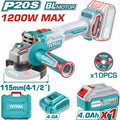 PULIDORA 20V 4 1/2" (1200W) BRUSHLESS + 1 BATERÍA 4.0AH + CARGADOR + 10 DISCOS/INDUSTRIAL (TOTAL)