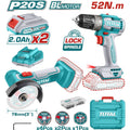 COMBO INALAMBRICO TALADRO 1/32 3/8" 20V 52N.M + MINI PULIDORA 3" 2 BATERIAS CARGADOR DISCOS