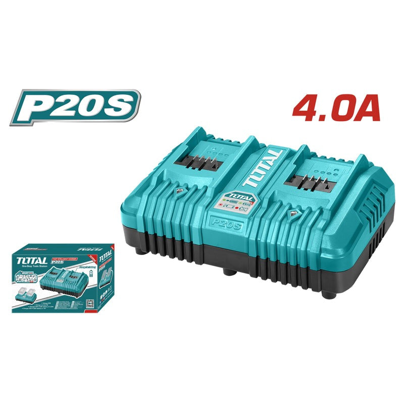 CARGADOR DOBLE PARA BATERIA 20V / INDUSTRIAL (TOTAL)