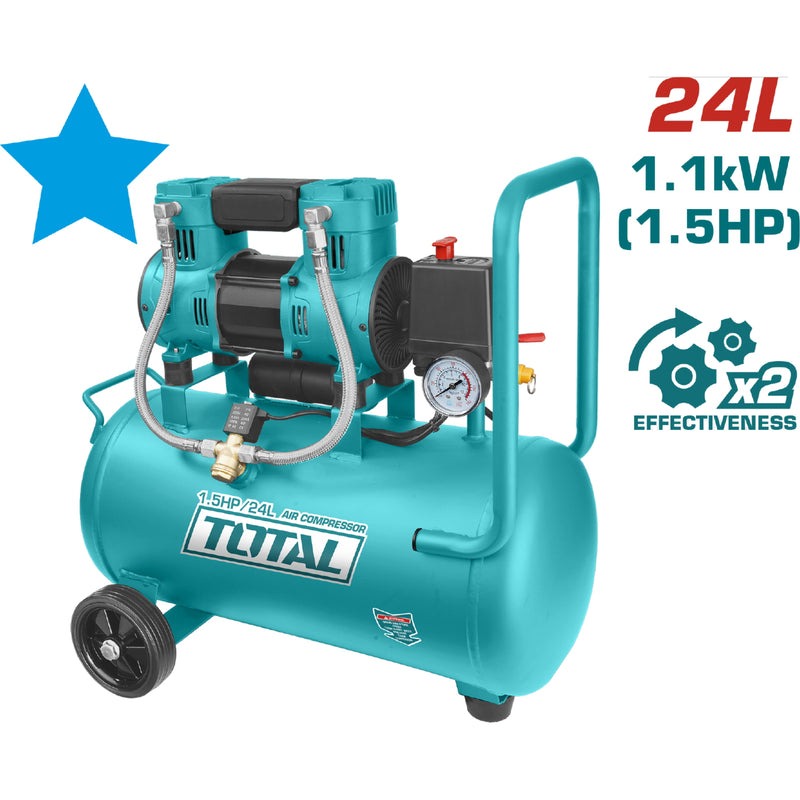 COMPRESOR  AIRE HORIZONTAL 24L  1.5HP 116PSI 110-120V 1100W 60HZ  SUPER TOTAL (UTCS1110242)