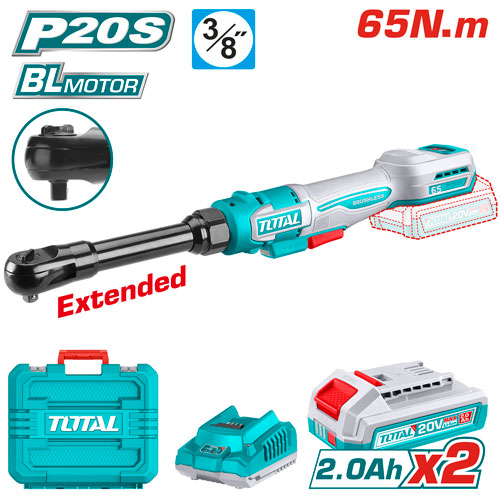 RACHE INALAMBRICO 3/8" 20V 65NM EXTENDIBLE  INCLUYE 2 BATERIAS 2.0AH  Y CARGADOR  INDUSTRIAL SUPER TOTAL (UTDRLI2065292)