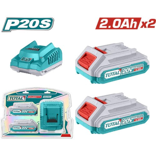 KIT DE 2 BATERIAS 2,0AH + CARGADOR DE 20V INDUSTRIAL (TOTAL)