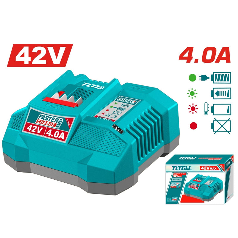 CARGADOR INTELIGENTE  PARA BATERIAS 42V 4.0AH INDUSTRIAL TOTAL (UTFCLI42041)