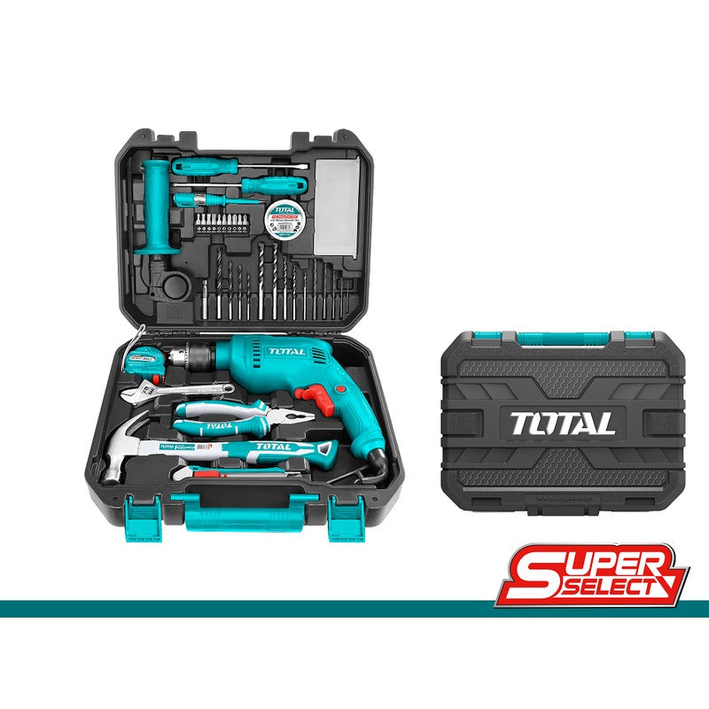 TALADRO PERCUTOR 1/2 680W V/VARIABLE CON ESTUCHE PLASTICO INCLUYE 115PZS SUPER SELECT TOTAL