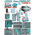 PISTOLA IMPACTO INALAMBRICA 3/4" 1350 NM + 2 BATERIAS 5.0AH + CARGADOR + CAJA DE HERRAMIENTAS CON 392 ACCESORIOS INDUSTRIAL TOTAL (UTHPTCS82962)