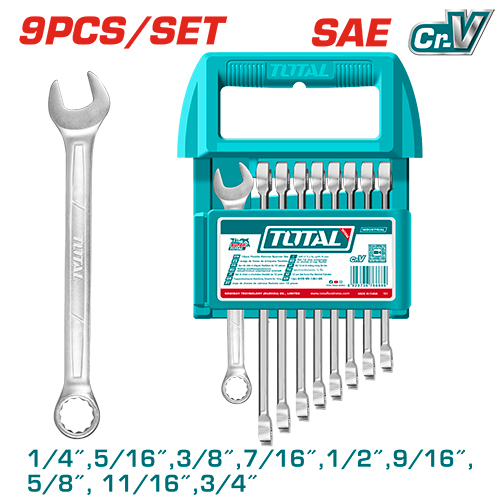 LLAVE MIXTA 1/4" - 3/4" JUEGO X 9 PZS INDUSTRIAL SUPER TOTAL (UTHT103296)
