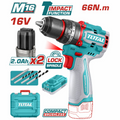 TALADRO INALAMBRICO PERCUTOR 1/2 16V 66NM INCLUYE 2 BATERIAS 2,0AH, CARGADOR Y ACCESORIOS INDUSTRIAL SUPER TOTAL (UTIDLI166062)
