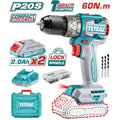 TALADRO 20V (1/2") 2 BAT 2.0AH + CARGADOR +47 PZS + 3 BROCAS MURO/PERCUTOR (TOTAL)