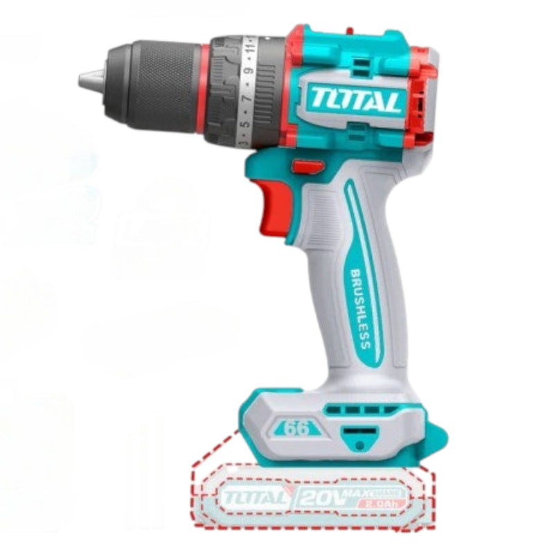 TALADRO 20V PERCUTOR 1/2" 66N.M CAJA PLASTICA