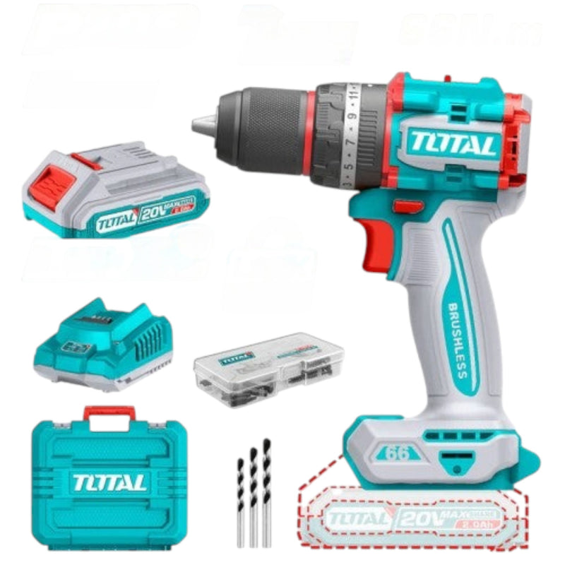 TALADRO 20V PERCUTOR 1/2" 66N.M CAJA PLASTICA