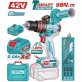 TALADRO INALAMBRICO PERCUTOR 1/2" 99 NM 42V CAJA PLASTICA INCLUYE 2 BATERIA 2.0AH, 1 CARGADOR Y ACCESORIOS INDUSTRIAL SUPER TOTAL (UTIDLI429982)