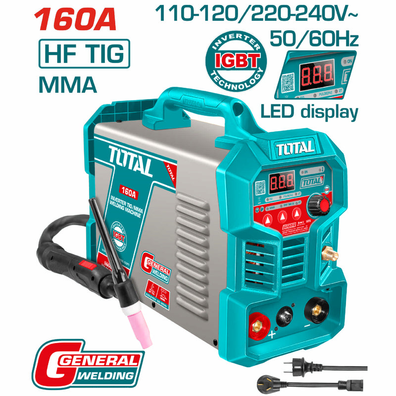 SOLDADOR INVERSOR DIGITAL 160A (HF-TIG-MMA) 110-220V TOTAL (UTIG16058)